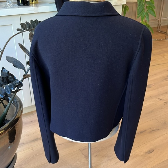 EUC Oscar de la Renta vintage navy bolero jacket drapey wider leg pant suit. - Picture 5 of 15